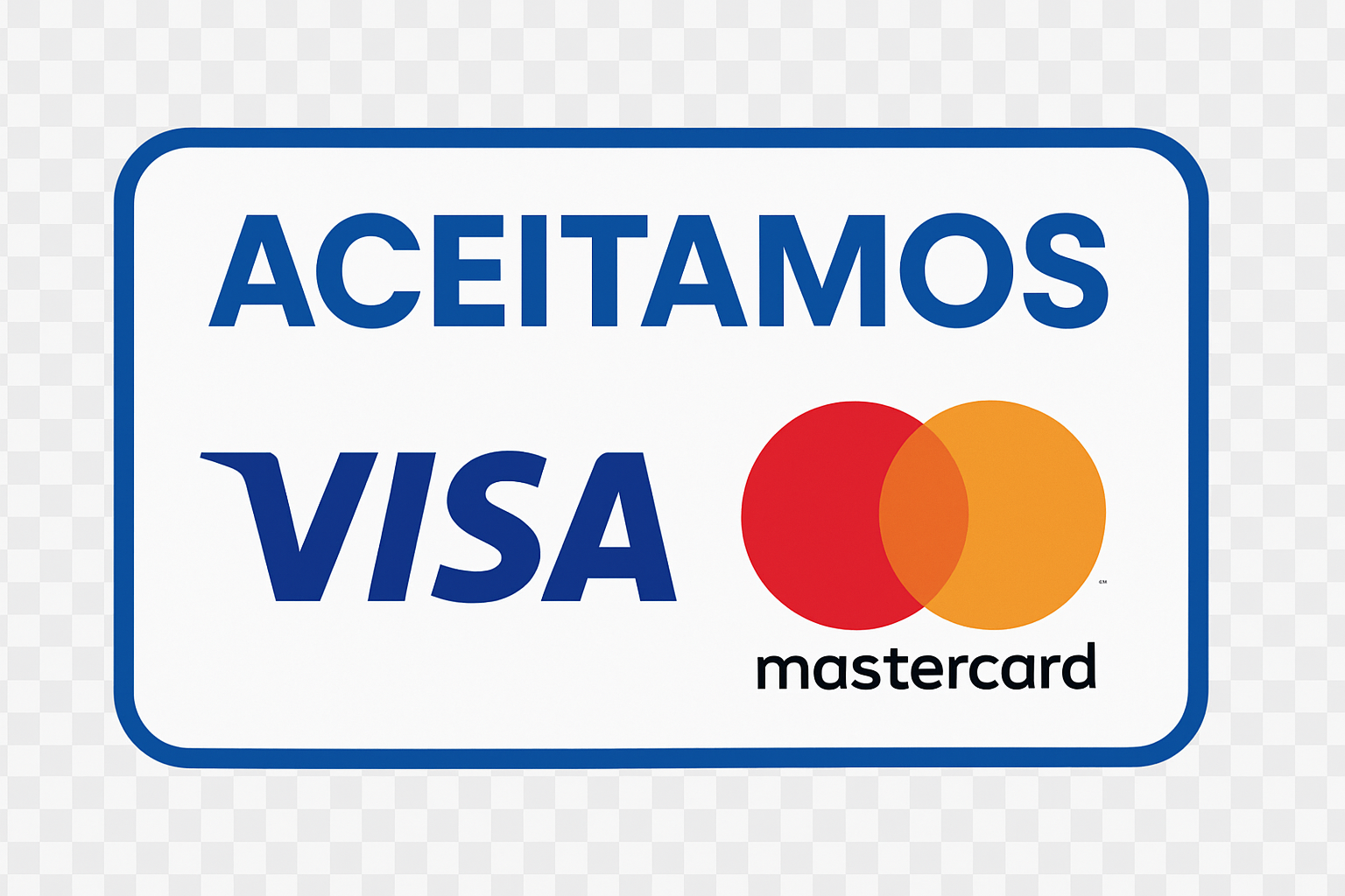 Aceitamos Visa e Mastercard
